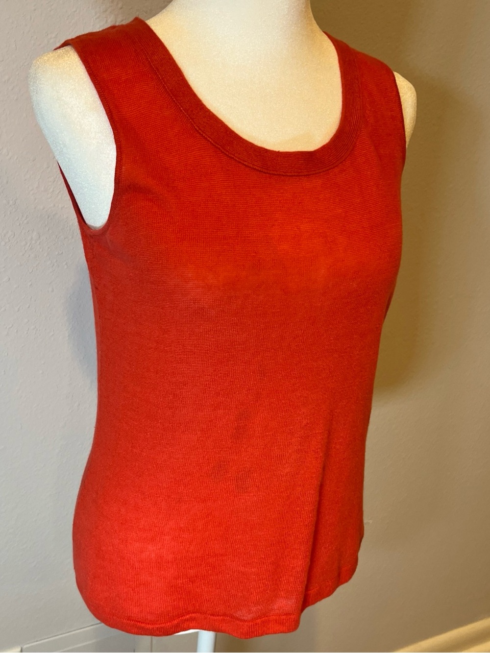 Lafayette 148 Tank Top Sz P 100% Linen Sleeveless Top Coral Coastal Shell Knit